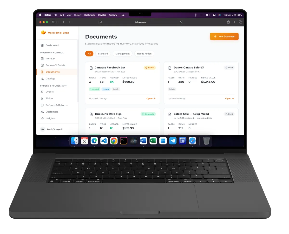 Briksio platform dashboard